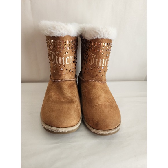 Juicy Couture Other - Juicy Couture Patty Tan Faux Fur Rhinestone Winter Boots Youth Size 2M CB1280